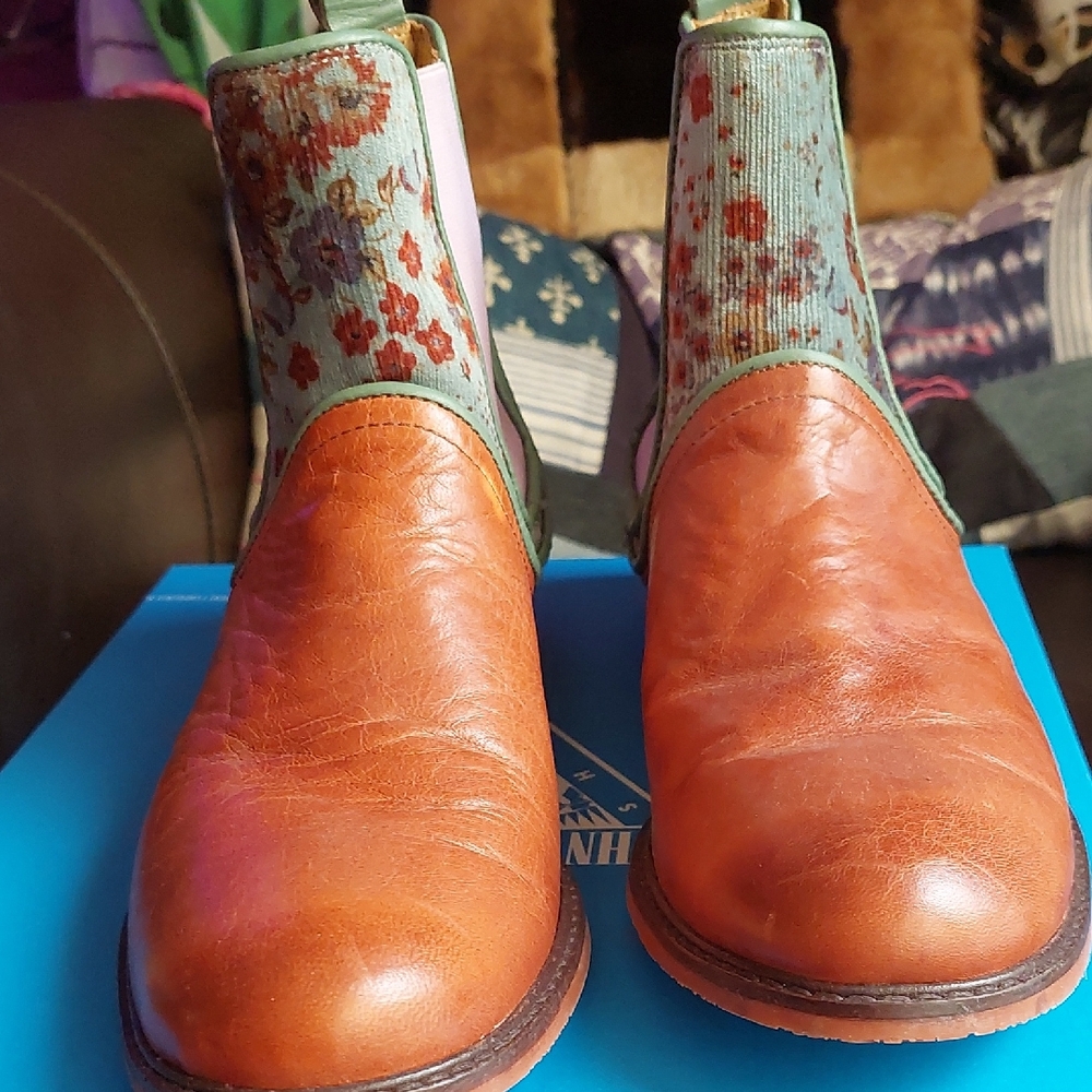 John Fluevog Norton Floral Leather Chelsea Boots